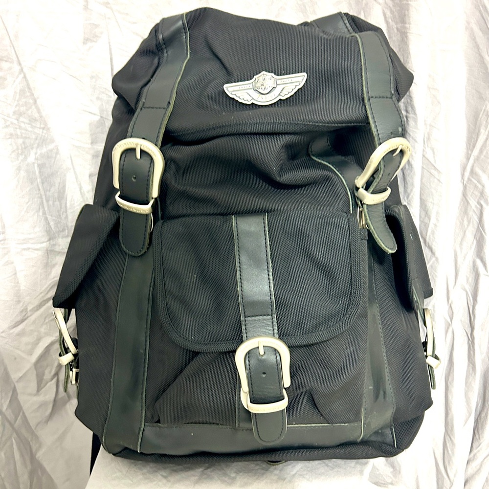 Harley Davidson Rare Vintage 100 anniversary, 
leather canvas backpack